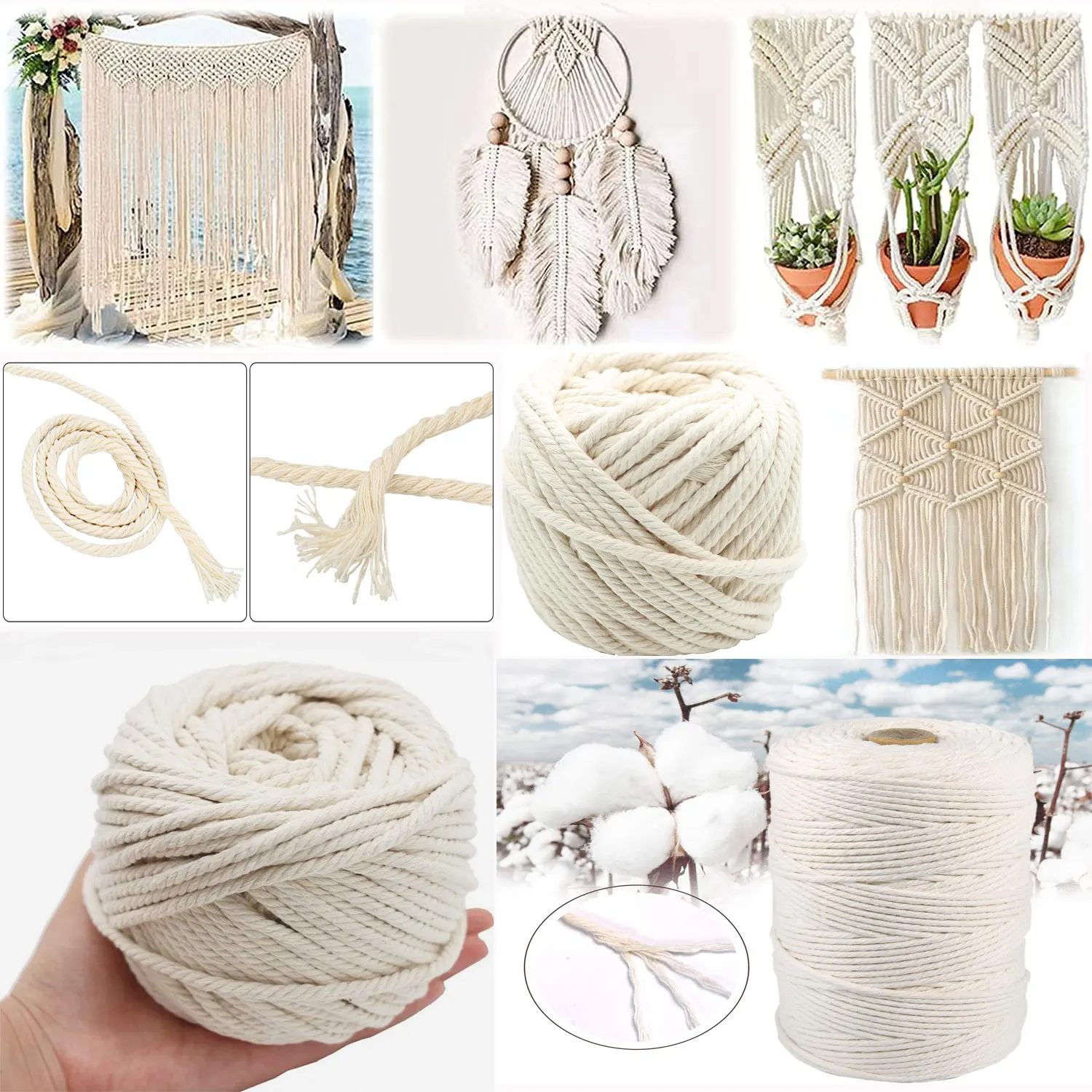 Macrame Cord Cotton - 2-100 متر مكرامية القطن الحبل الموضوع
