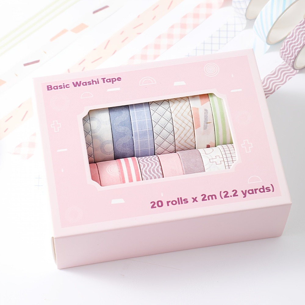 Art Craft Stationery - 20 لفة من شريط الماكارون، عرض