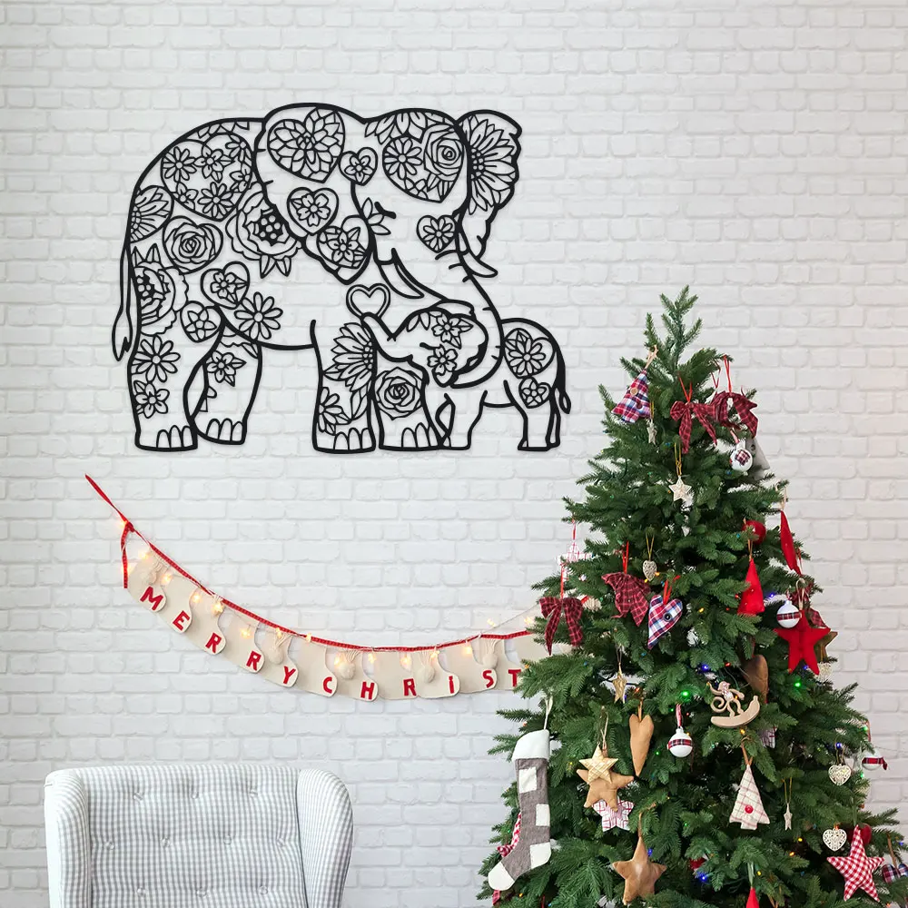 Art Craft Elephant - تمثال فيل حديدي مع قلوب مزخرفة،