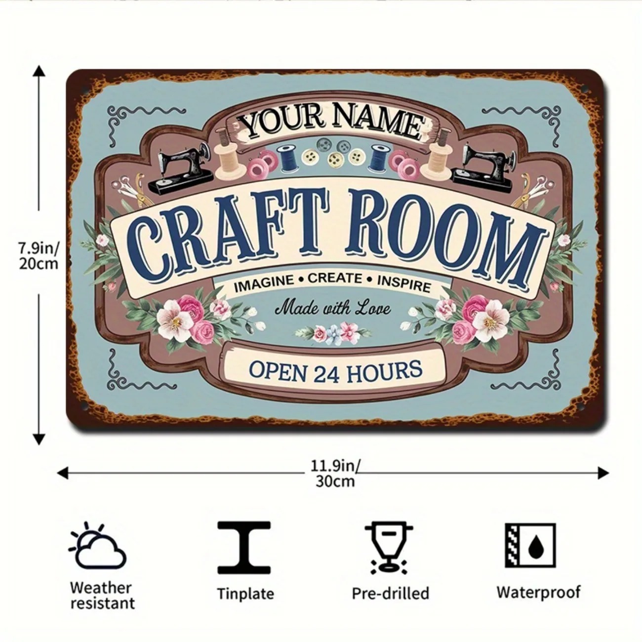 Art Craft Home - لافتة معدنية مخصصة لغرفة الحرف اليدوية،