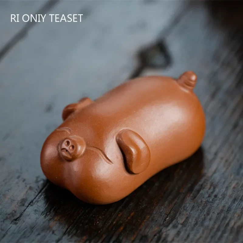 Art Craft Clay - Yixing اليدوية لطيف خنزير تمثال الأرجواني