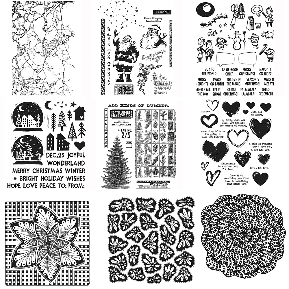 Art Craft Template - شجرة عيد الميلاد زهرة واضح Stamps