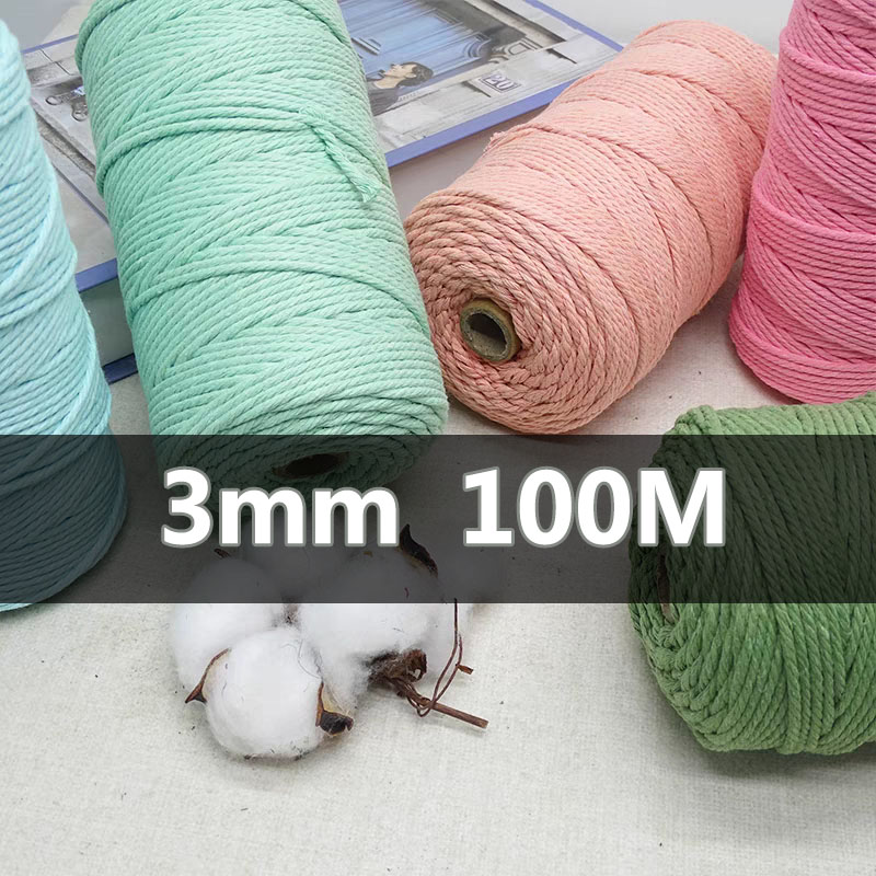Macrame Cord Cotton - 3 مللي متر 100 متر مكرامية