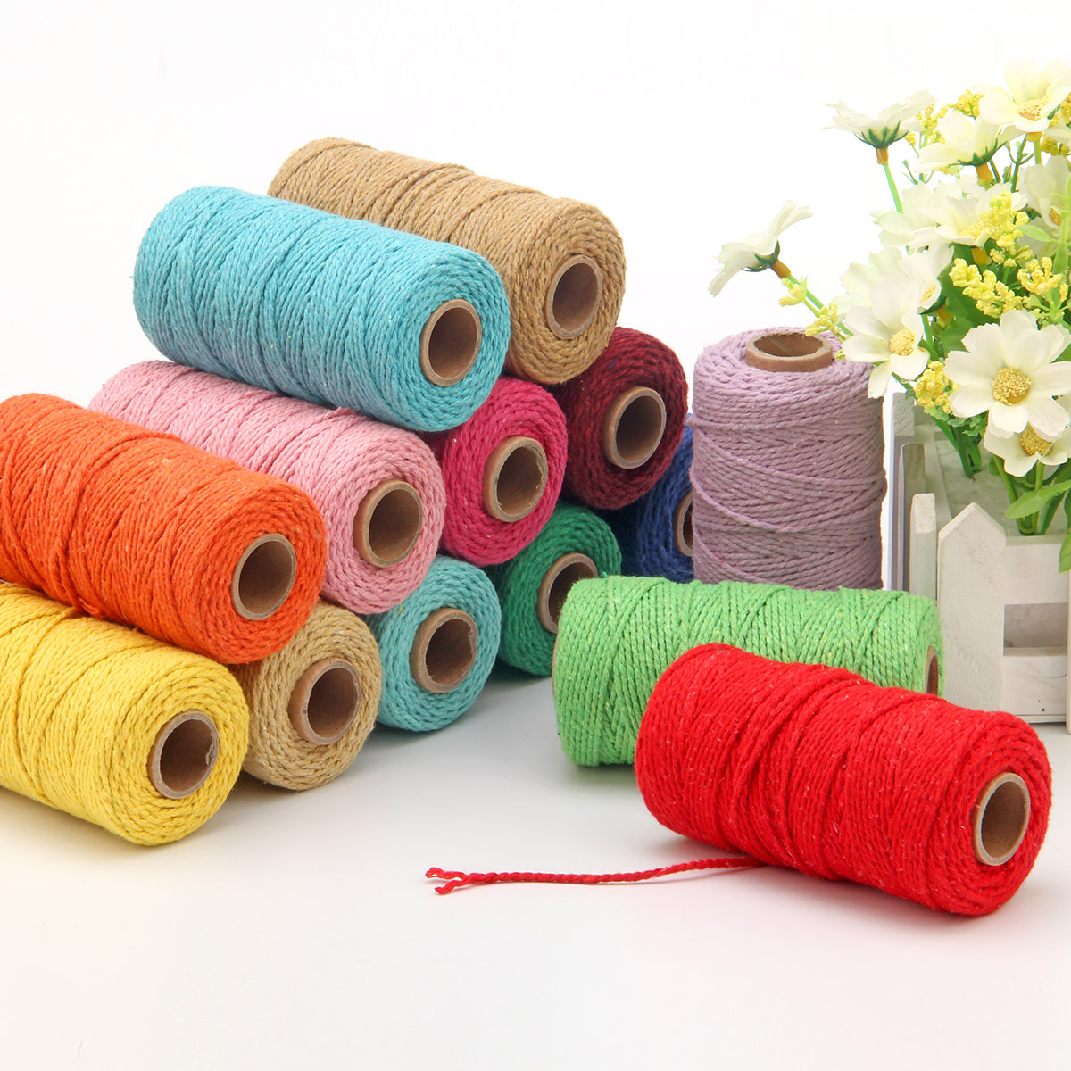 2 مللي متر حبل الملتوية الحبل  - مراجعة Macrame Cord Cotton وسعره