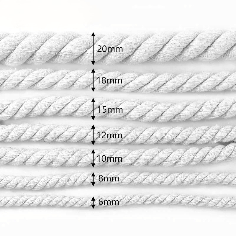 حبل قطني أبيض/أسود 5-20 مم، 5/ - مراجعة Macrame Cord Cotton وسعره