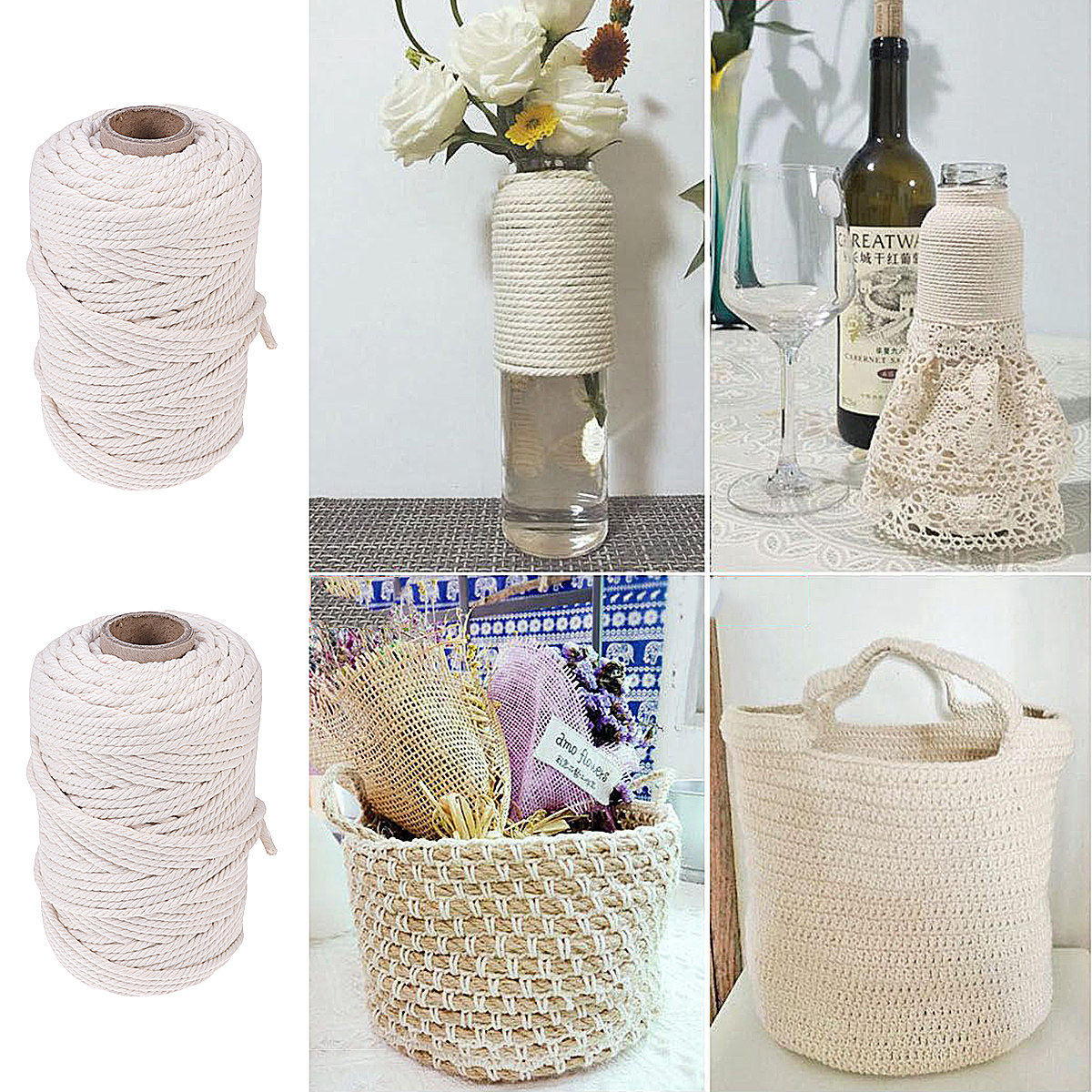 حبل قطني طبيعي 100 متر، حبل قط - مراجعة Macrame Cord Cotton وسعره